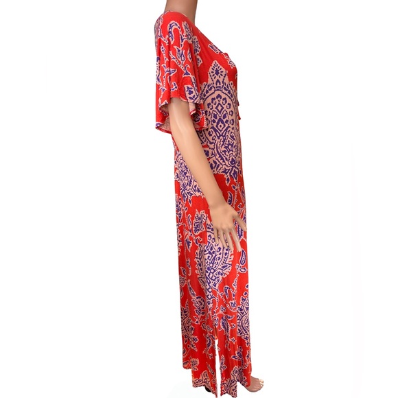 Anthropologie Akemi+Kin Correia Dark Orange & Purple Boho Maxi Dress Large - Picture 2 of 7